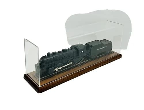 15" Long HO Scale Model Train Display Case, Walnut Base