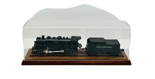 21" Long HO Scale Model Train Display Case, Walnut Base