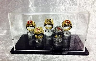 5 Ring Championship Ring Display Case - 5 Ring Display Case Championship Rings