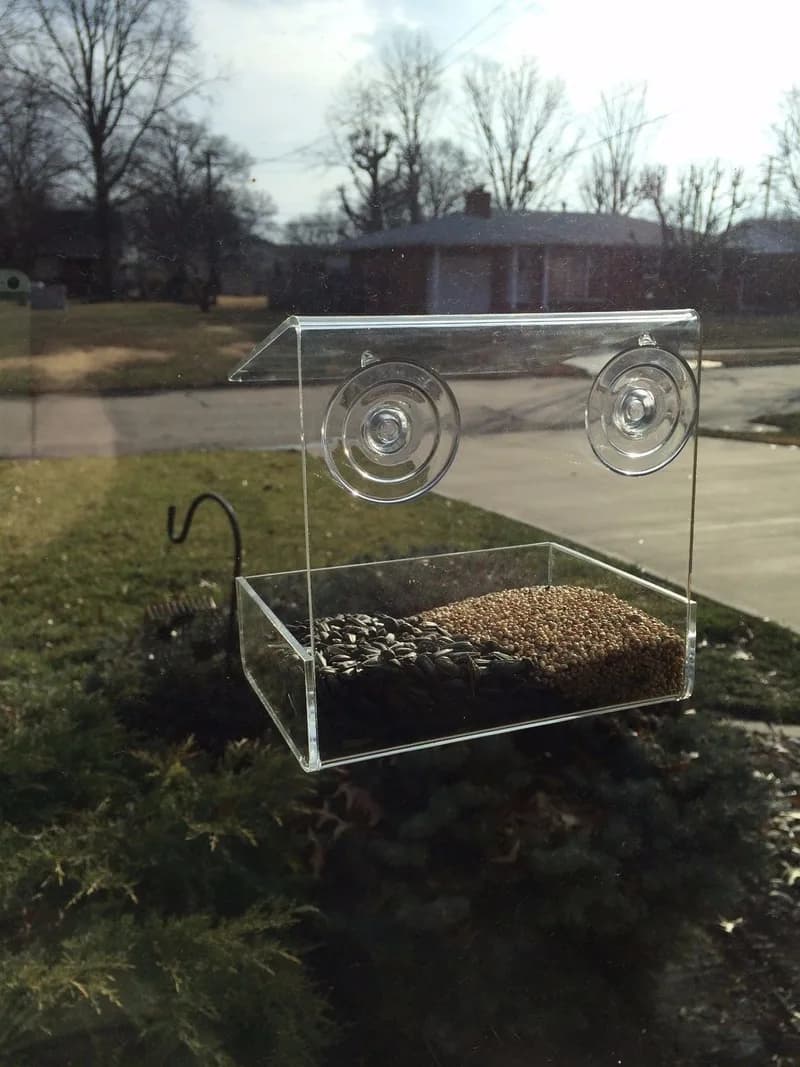 Clear Acrylic Window Mount Bird Feeder, See Thru Window Mount Bird Feeder
