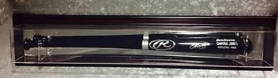Premium Wall Mount Baseball Bat Display Case, Mahogany frame with Mirror Back