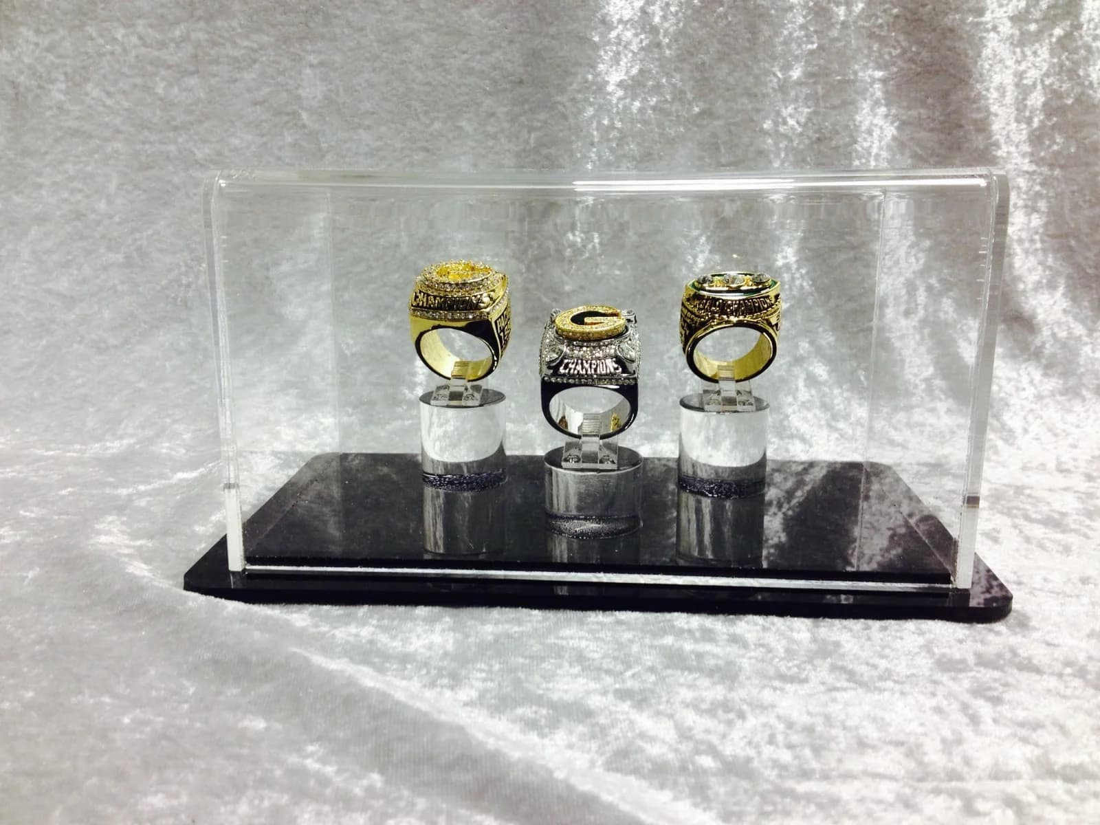 Triple Championship Ring Display Case - 3 Ring Display Case Championship Rings